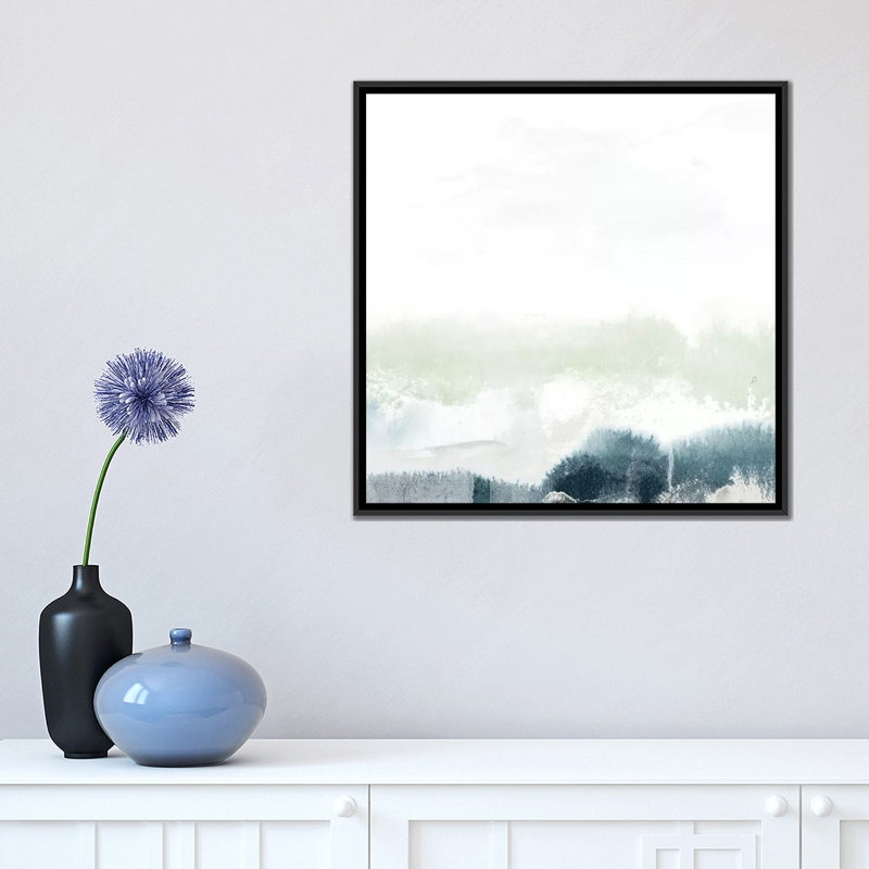 «Seafoam Horizon II», reproduction sur toile, H 18 po x l 18 po x P 1,5 po, Toile avec cadre flottant noir, Pas de tapis
