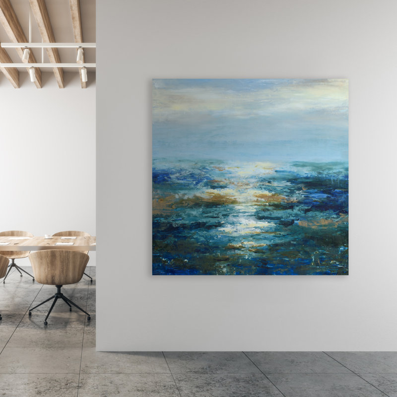 Sun On The Water Print by Barclay Butera, 24" H x 24" W x 1.5" D, Image Brush Gel