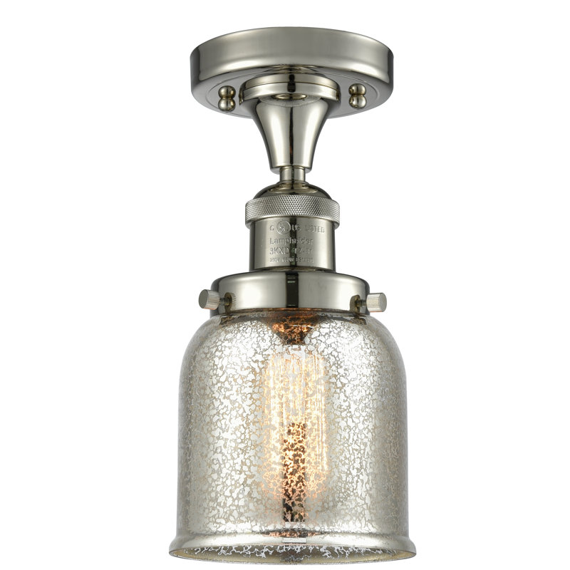Plafonnier semi-encastré à 1 lumière 5 po Archambault, Nickel satiné brossé, Argent mercuré, Ampoule DEL 6 watts Vinage
