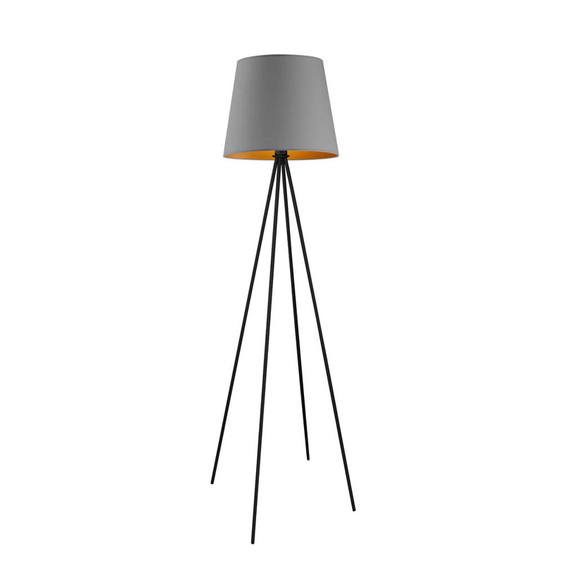Arlaine 157cm Traditional Floor Lamp, Black, Light Grey/Gold Inside