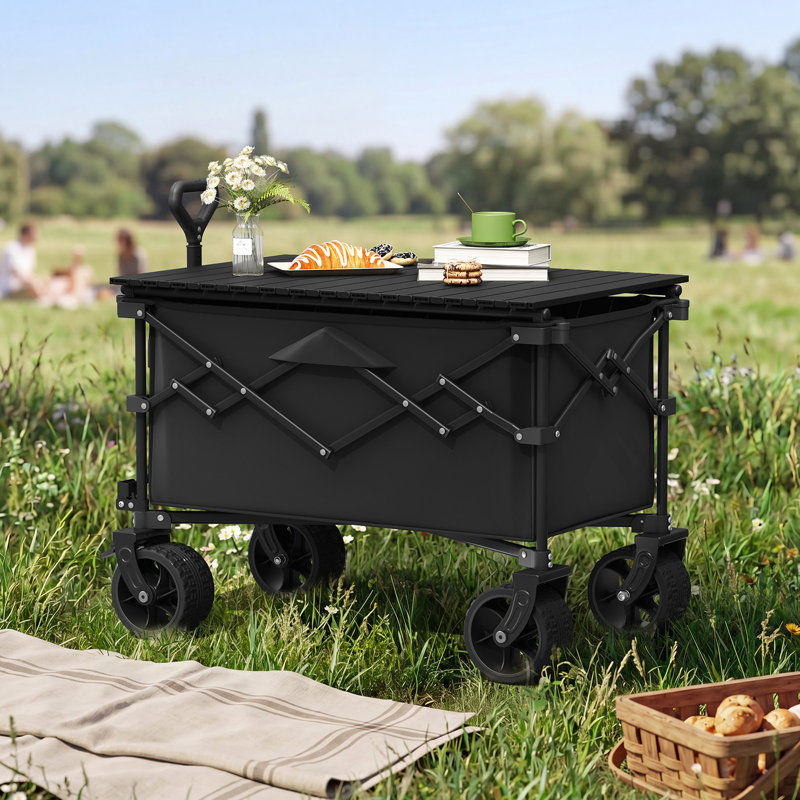 Chariot utilitaire d'extérieur avec auvent imperméable, Noir