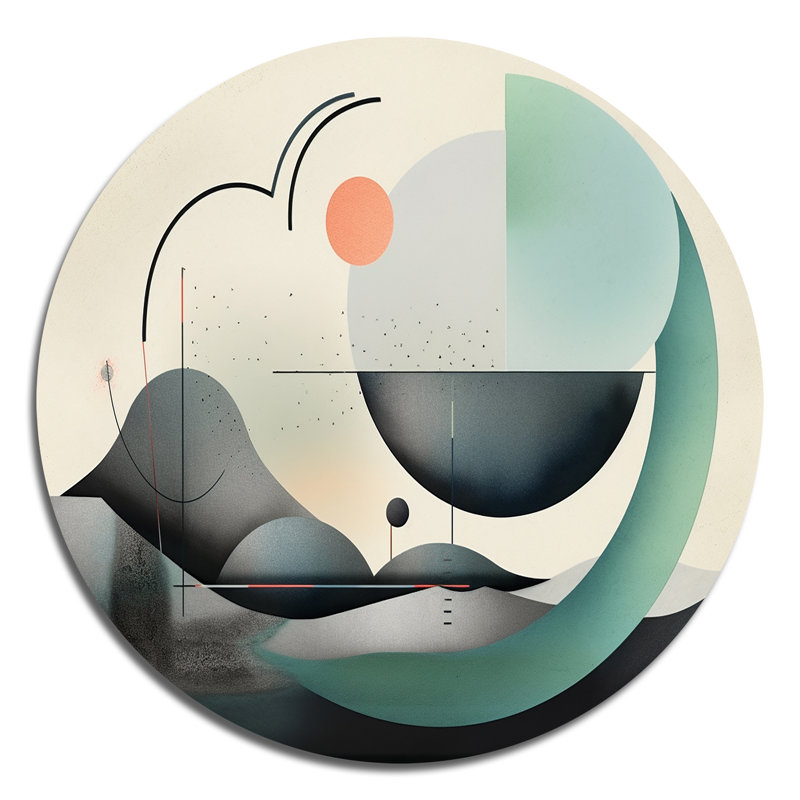 «Gray Harmonious Patterns II», art mural rond abstrait géométrique sur métal, H 23 po x l 23 po x P 1 po