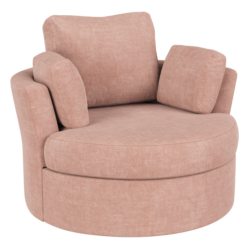 Fauteuil demi-tonneau pivotant l 42,1 po Berey, Polyester rose