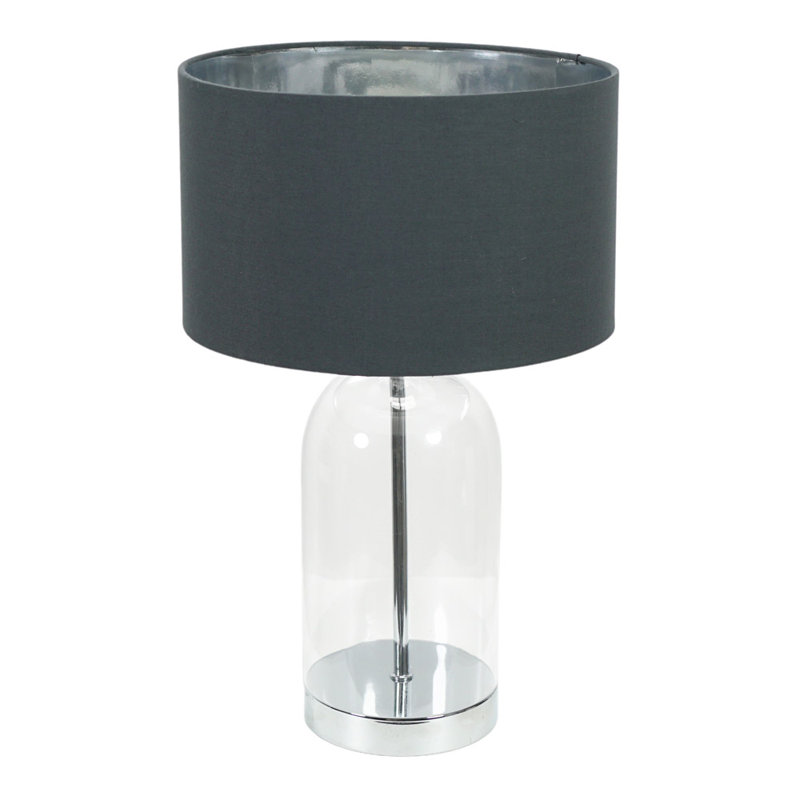 Danylle Glass Table Lamp, Yes, Clear/Silver Base/Grey Shade