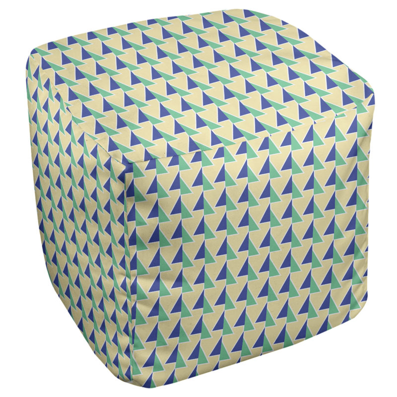 Repose-pieds cube à motif shifted arrows, Bleu jaune / vert, H 13 po x l 13 po x P 13 po
