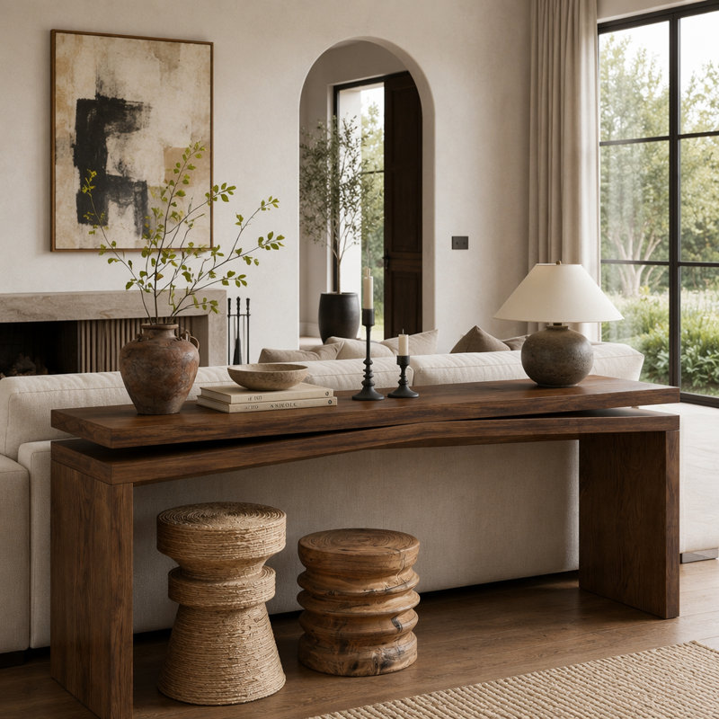 Console 65 po, Brun rustique