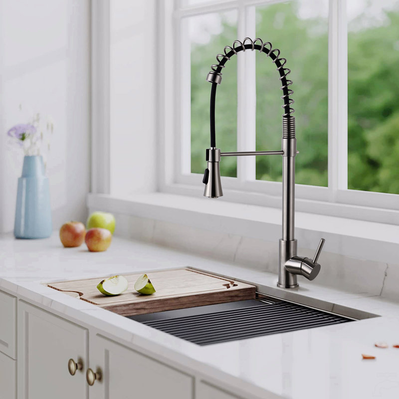 Single Handle Commercial Modern Spring High Arc Kitchen Faucet Water Filter System Bends