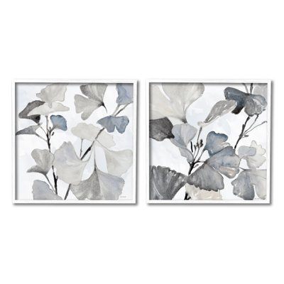 " Elegant Monochromatic Plant Leaves Botanical Illustration " by Lanie Loreth 2 - Pieces