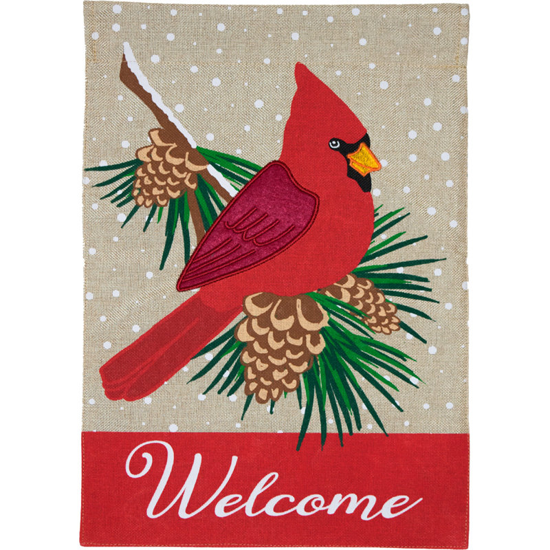 Drapeau de jardin Cardinal Winter Burlap
