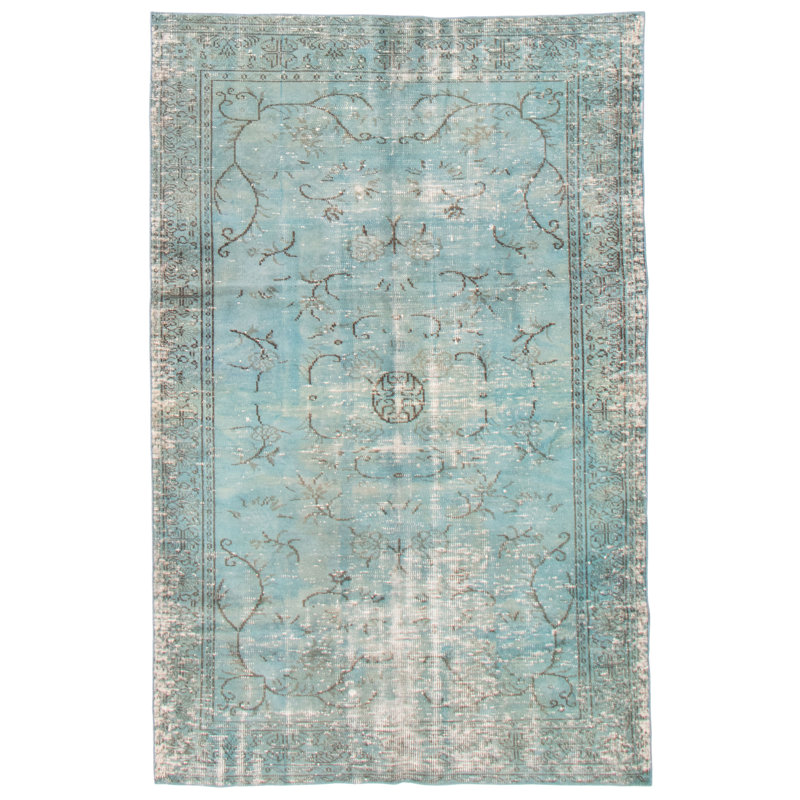 Tapis turquoise à transition de couleur 5 pi 8 po x 8 pi 9 po