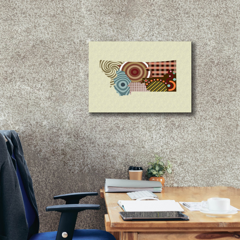 «Montana State Map» par Lanre Adefioyue, H 20 po x l 24 po x P 0,75 po