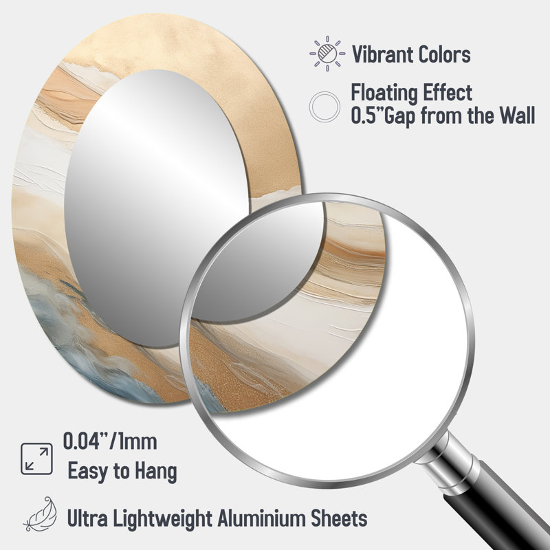 Miroir mural moderne beige et doré, 40 po x 30 po