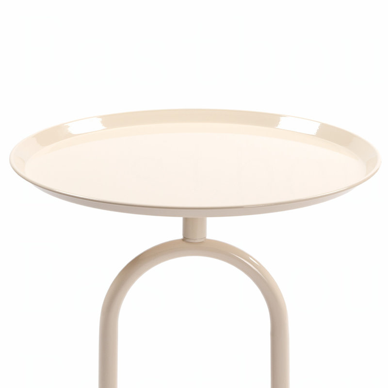 Lantern-shaped Metal Coffee Table, Cream White, 24" H x 17.7" L x 17.7" W