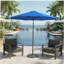 Parasol de marché 11 pieds avec manivelle, baleines inclinables * 11 pi, avec auvent résistant aux rayons UV pour la piscine, la cour et le patio (sans base)
