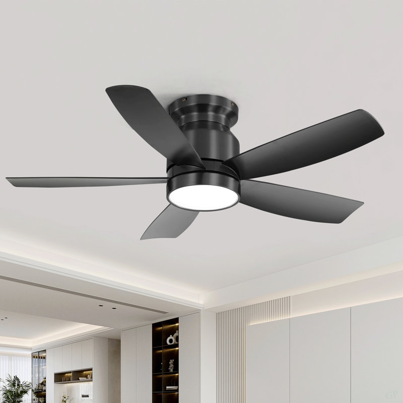 Ventilateurs de plafond encastrés de 42 pouces avec lumière DEL 18 W et 5 pales de ventilateur en ABS télécommandées pour la chambre à coucher