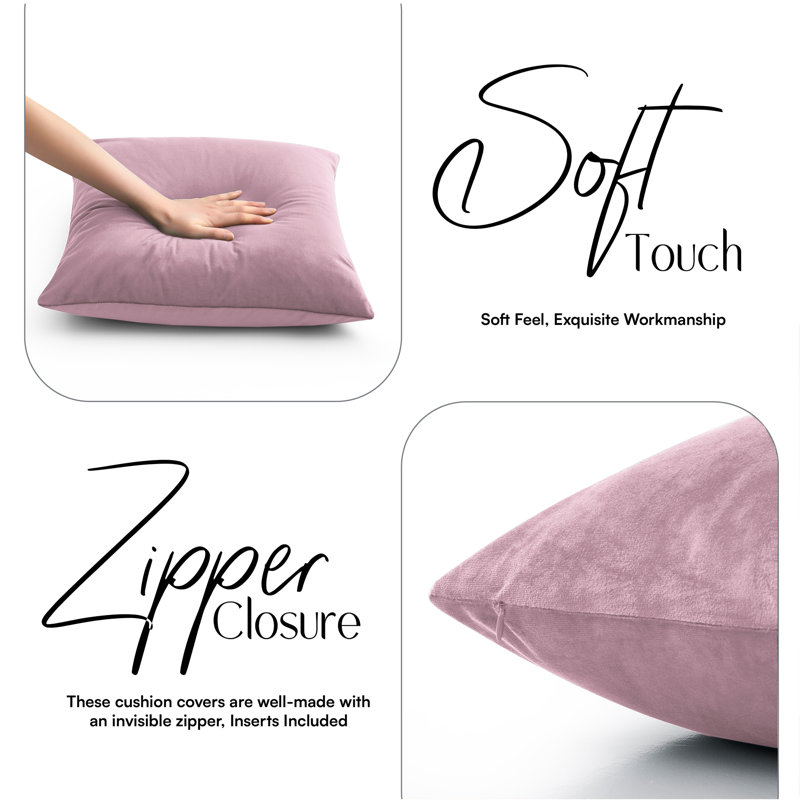 Plain Velvet Cushion Cover-(Pack of 4), Pink