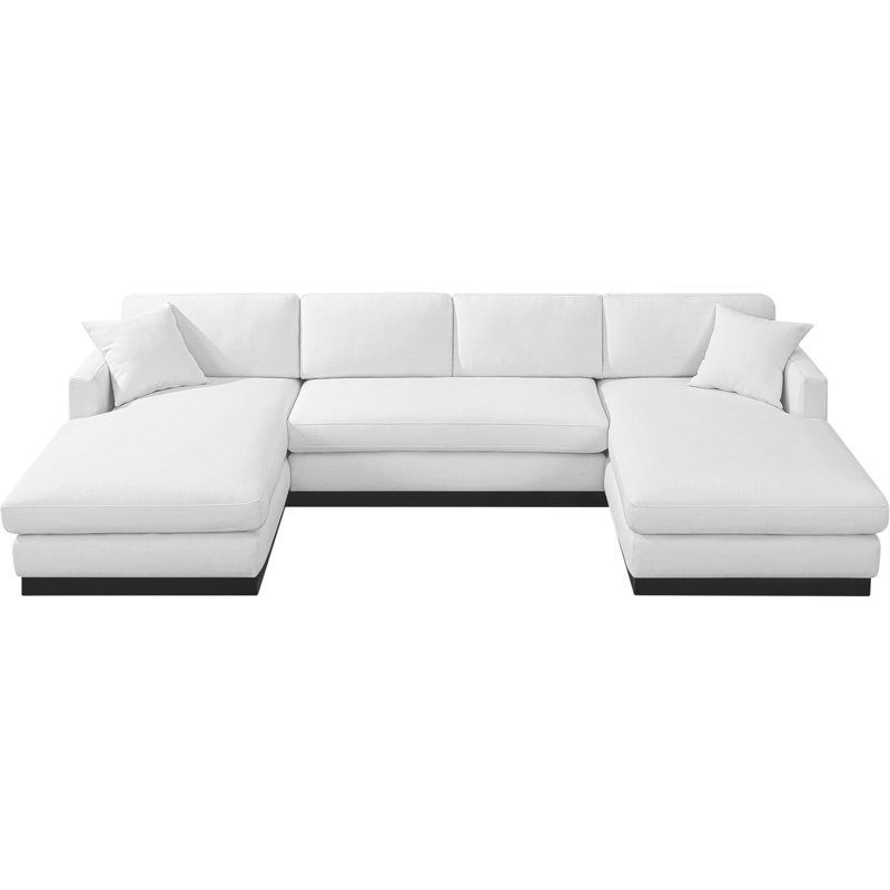 Canapé rembourré 127 po Iyanu, Tissu texturé en lin blanc