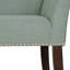 Élégant banc de siège rembourré bleu sarcelle avec rembourrage à dossier bas, texture à chevrons et accoudoirs évasés, confort durable, capacité de 400 lb, entrée-131295831