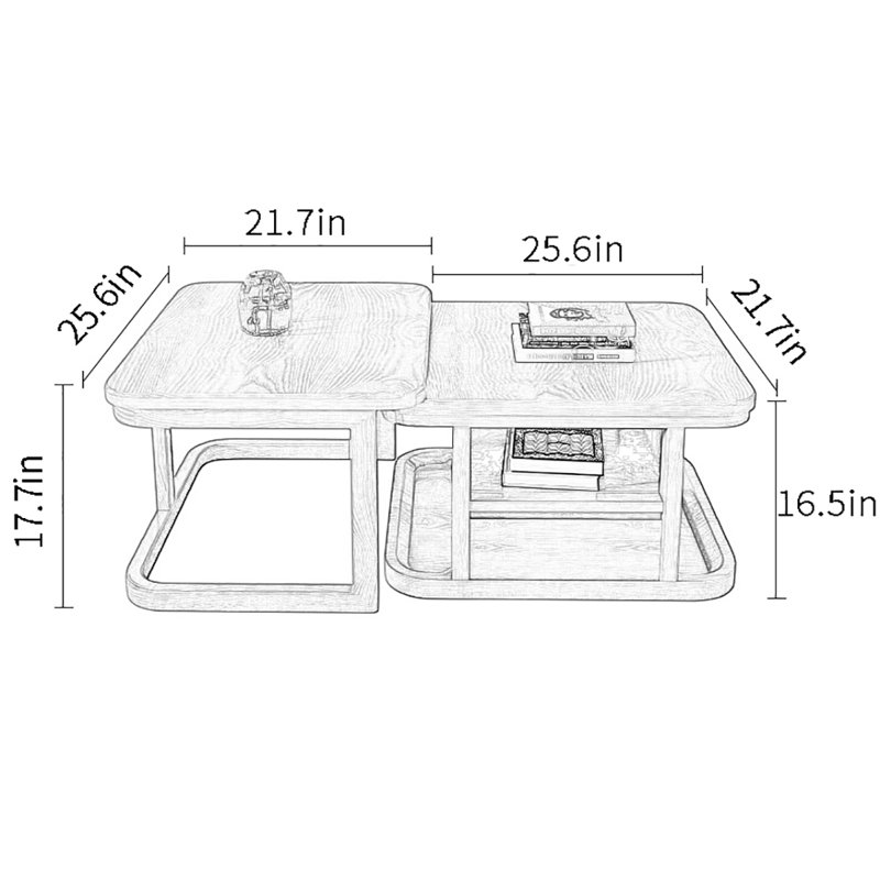 Combinaison de table basse moderne et simple pour le salon, Burlywood