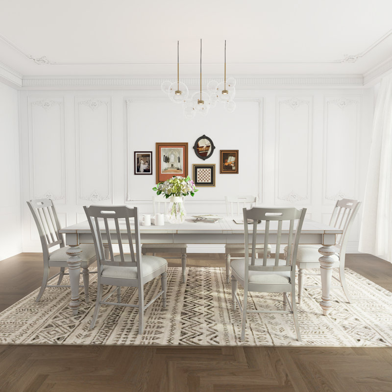Table de salle à manger extensible Crain Norene, H 30 po x L 72 po x l 40 po, Blanc