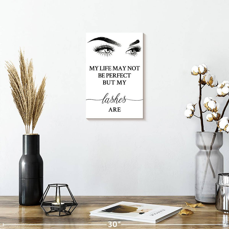 " Perfect Lashes Typography " by Enchanté Designs, 12" H x 8" W x 1" D