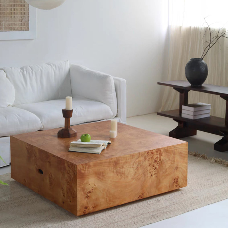 Solid wood tree burl square end table