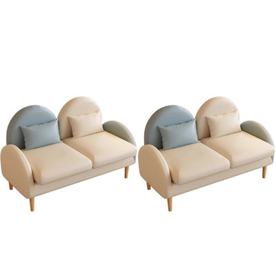 Artificial leather double bench set of 2 Faux Leather Upholstered Bench