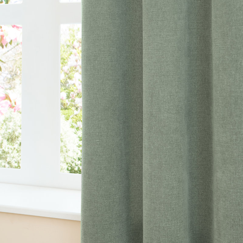Soft Chenille Blackout Curtain Panel Pair, 229cm Width x 183cm Drop, Green