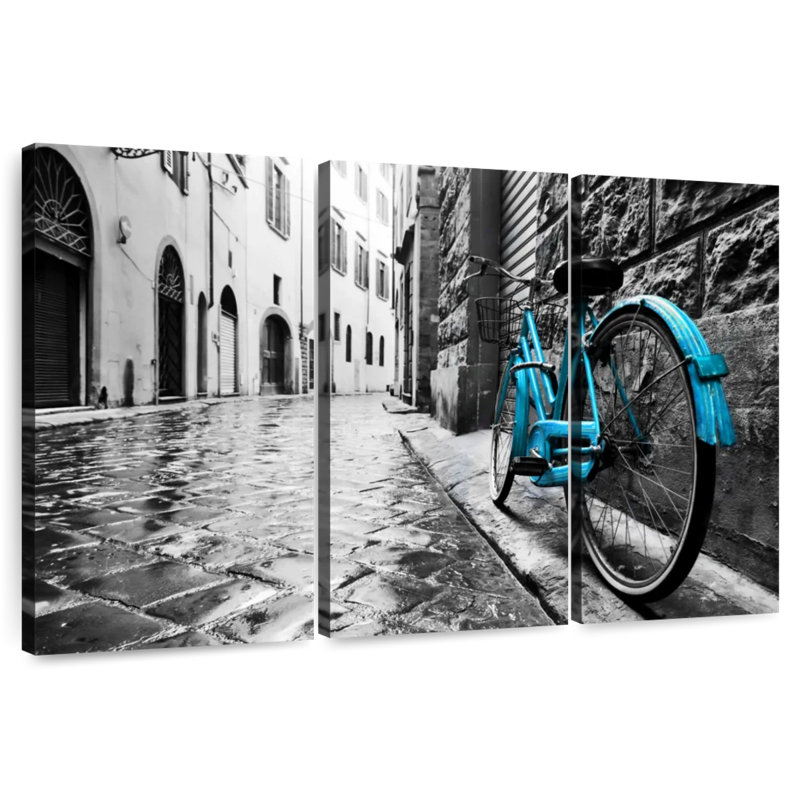 Mehar Retro Blue Bicycle, 36" H x 57" W