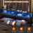 Upholstered Headboard with LED Lights and Charging Station-221662603