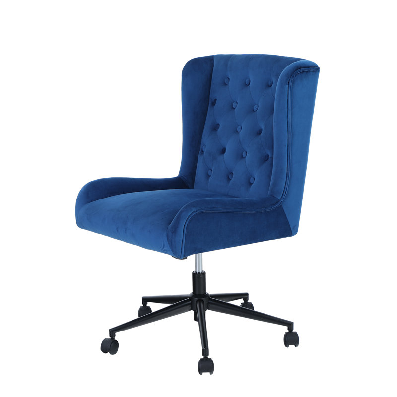 Fauteuil de direction pivotant en velours Angharad, Bleu
