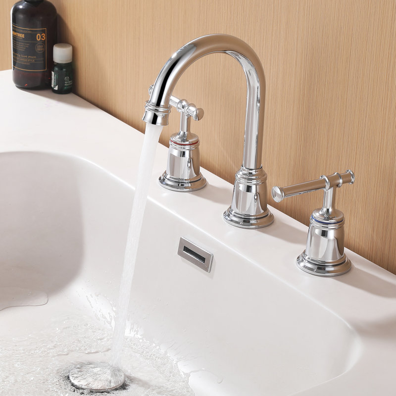Robinet de lavabo de salle de bain 7,67 "traditionnel, bec pivotant à 3 trous et 2 poignées avec ensemble de bonde, Chrome