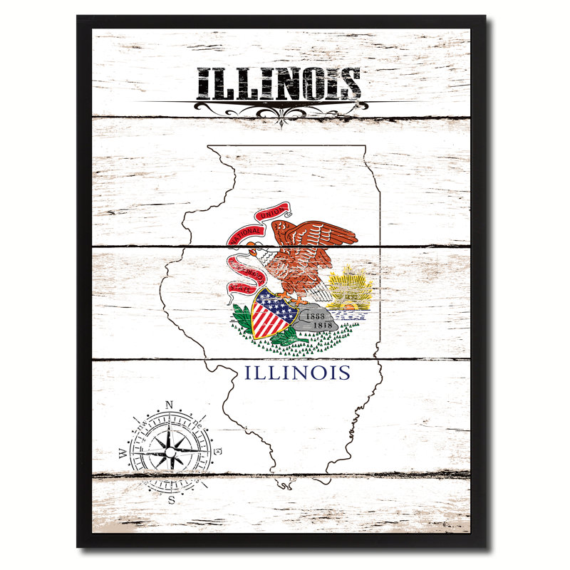 «Illinois State Vintage Flag», reproduction d'art graphique sur toile, H 29 po x l 22 po