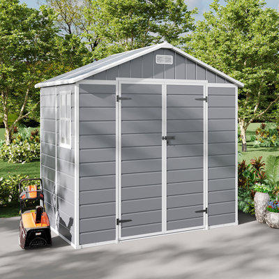 Cati 8ft. W x 4ft. D Plastic Reverse Apex Tool Shed