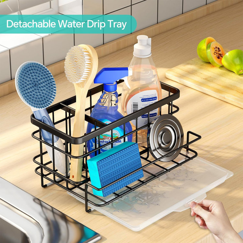 Stainless Steel Sink Caddy, Matte Black