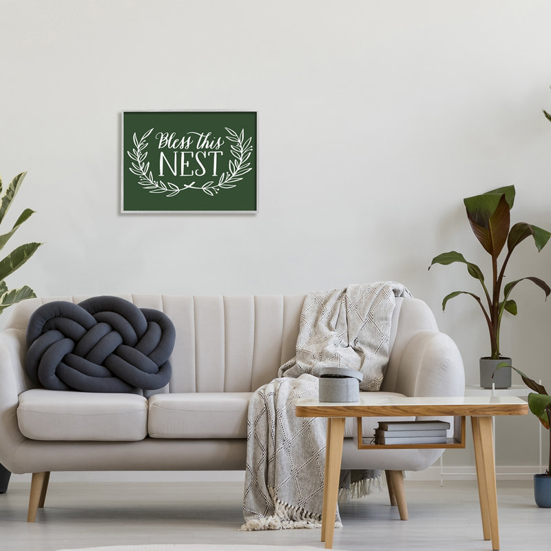 Bless This Nest Laurel, H 20 po x l 20 po x P 1,5 po, Estampe numérique Farmhouse