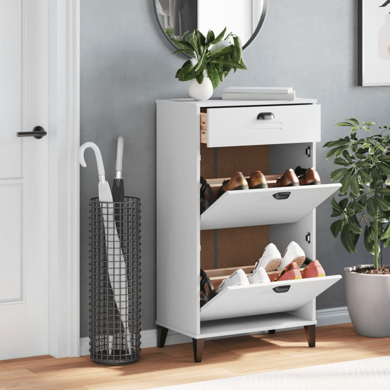 Corrigan Studio® Shoe Cabinet VIKEN White Engineered Wood