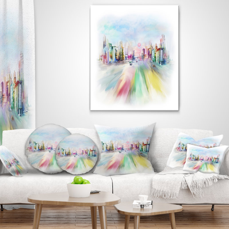 Coussin silhouette de paysage urbain Big City, 12 po x 20 po, Rectangulaire