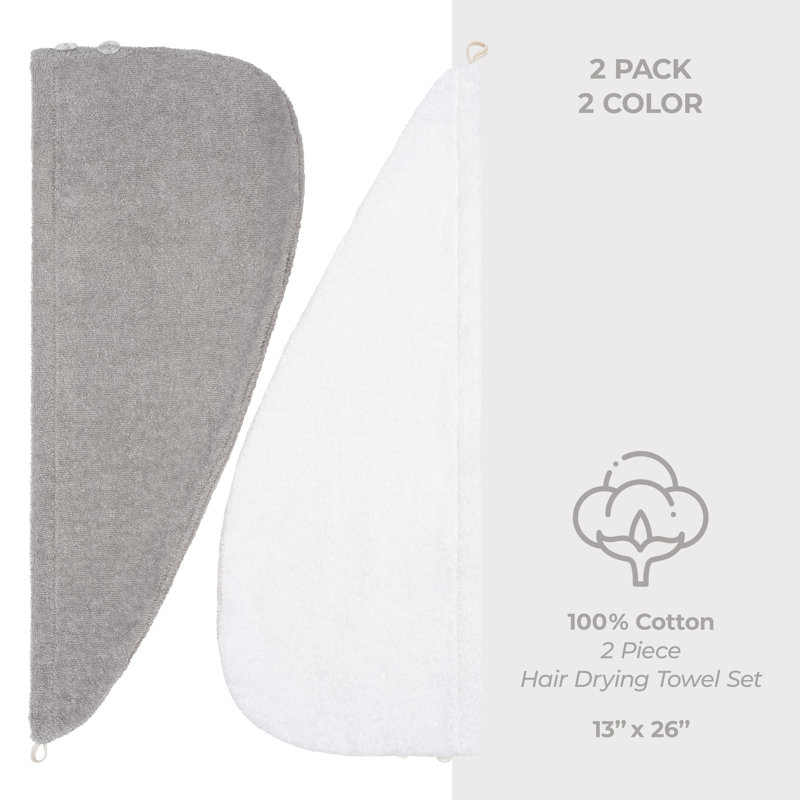 Serviettes 100% coton, longs poils bouclés, Gris clair / blanc