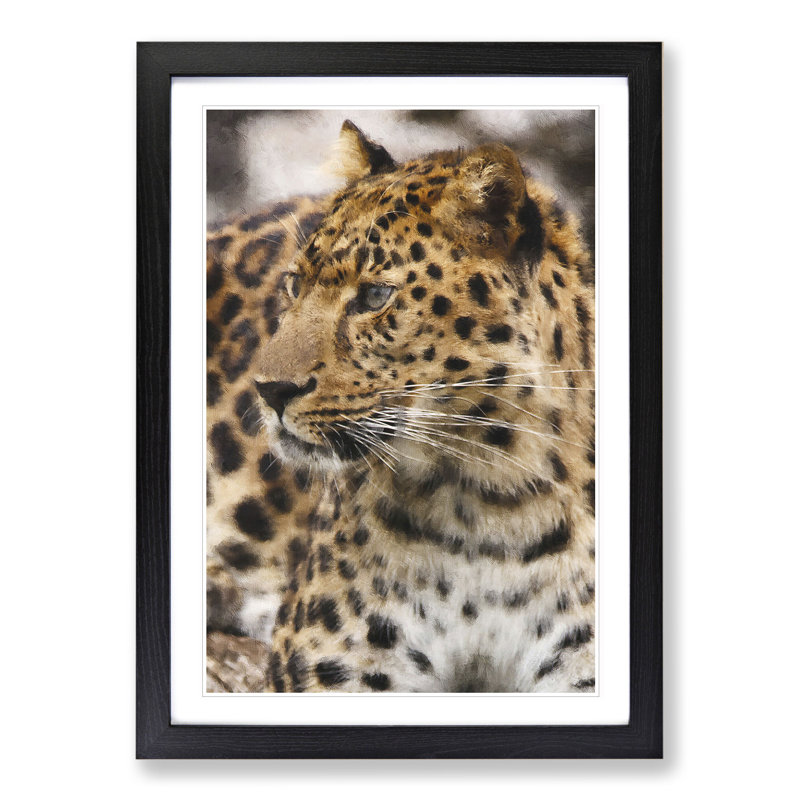 Leopard Vol.1 - Picture Frame Painting, 36cm H x 27cm W x 2cm D, Black Framed