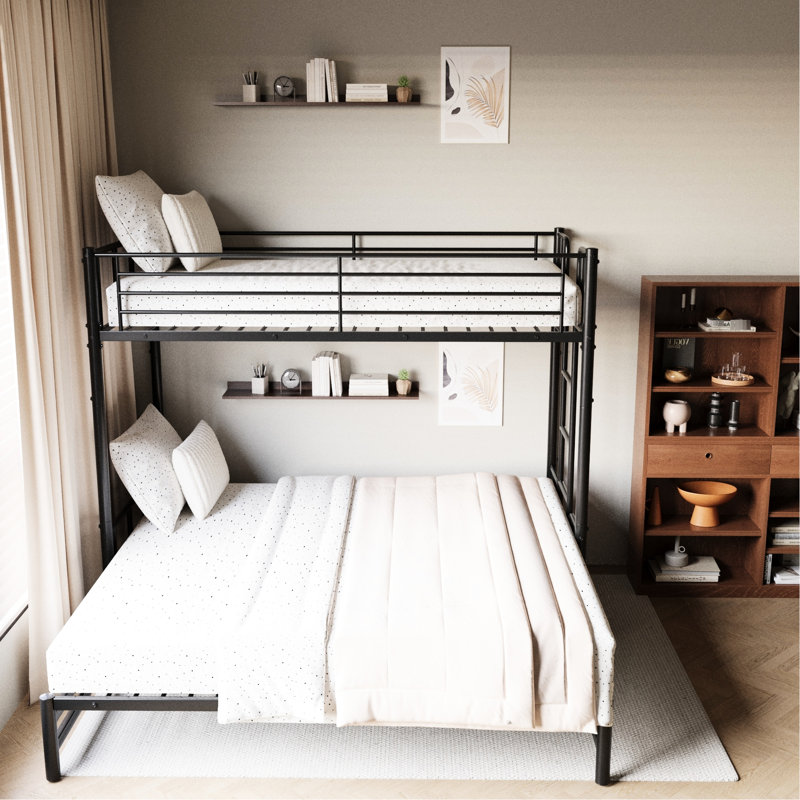 Lit simple superposé en métal, noir, escamotable, peu encombrant, garde-corps, économie de chambre à coucher et utilisation de solution