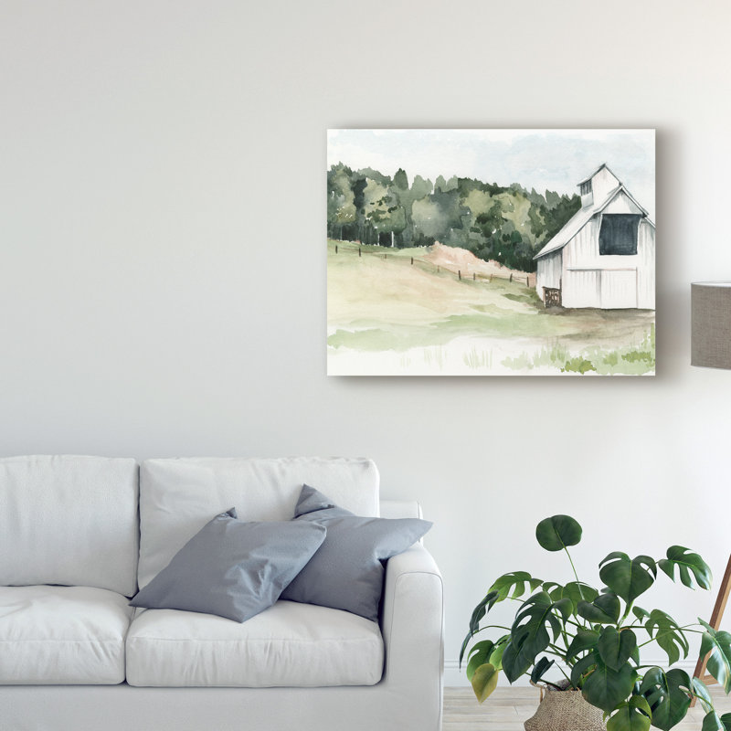 «Watercolor Barn III», peinture sur toile tendue, H 24 po x l 32 po x P 2 po