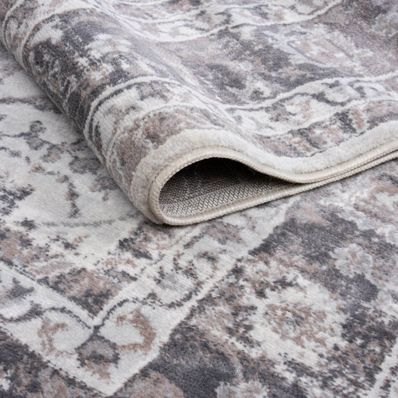 Montana Bordered Vintage Grey Area Rug, 240X340 cm