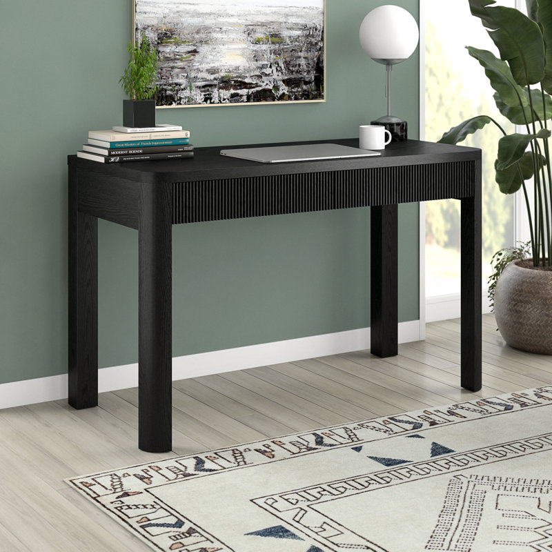 Gardeina 48'' Wide Rectangular Desk in Alder Brown, Black