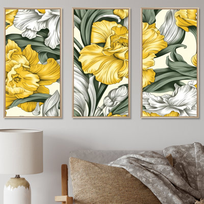 «Yellow Radiance Daffodil Bloom» - ensemble d'art sur toile jonquille