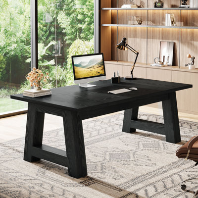 Modern Rustic Executive Desk, Long Computer Desk