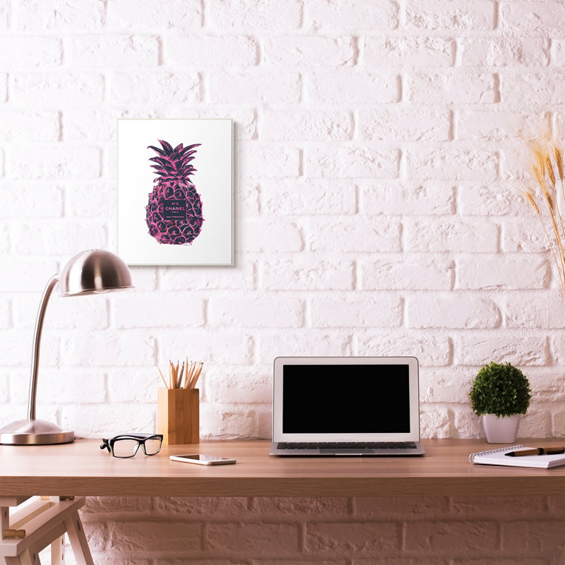 « mode motif d’ananas rose noir », impression, H 19 po x l 13 po, Plaque murale