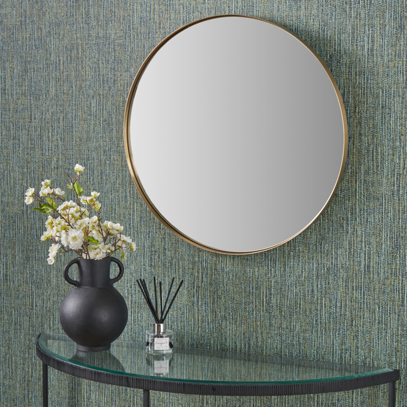 Stainless Steel Round Mirror, 60cm x 60cm, Black