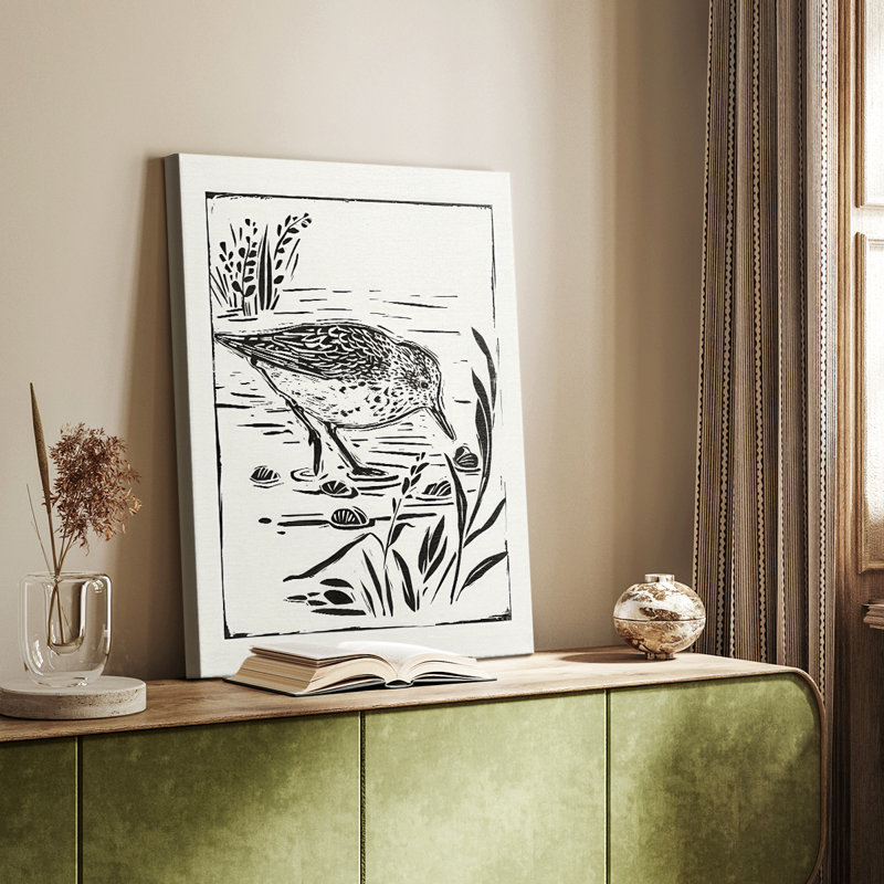 Linocut style Seabird III - galerie sur mesure, H 18 po x l 12 po