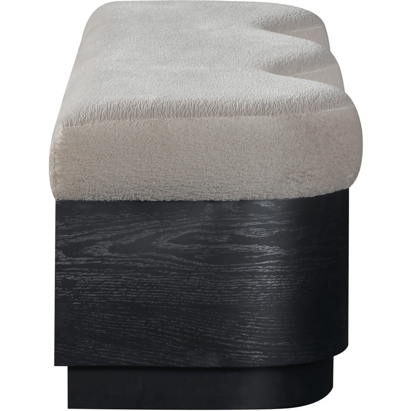 Savoy Mariaclara Velour Fur Fabric Bench, Beige Velour Fabric, Black